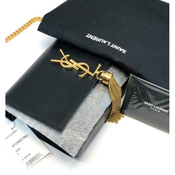 SAINT LAURENT Small Monogram Kate Tassel Calfskin Leather Shoulder Bag